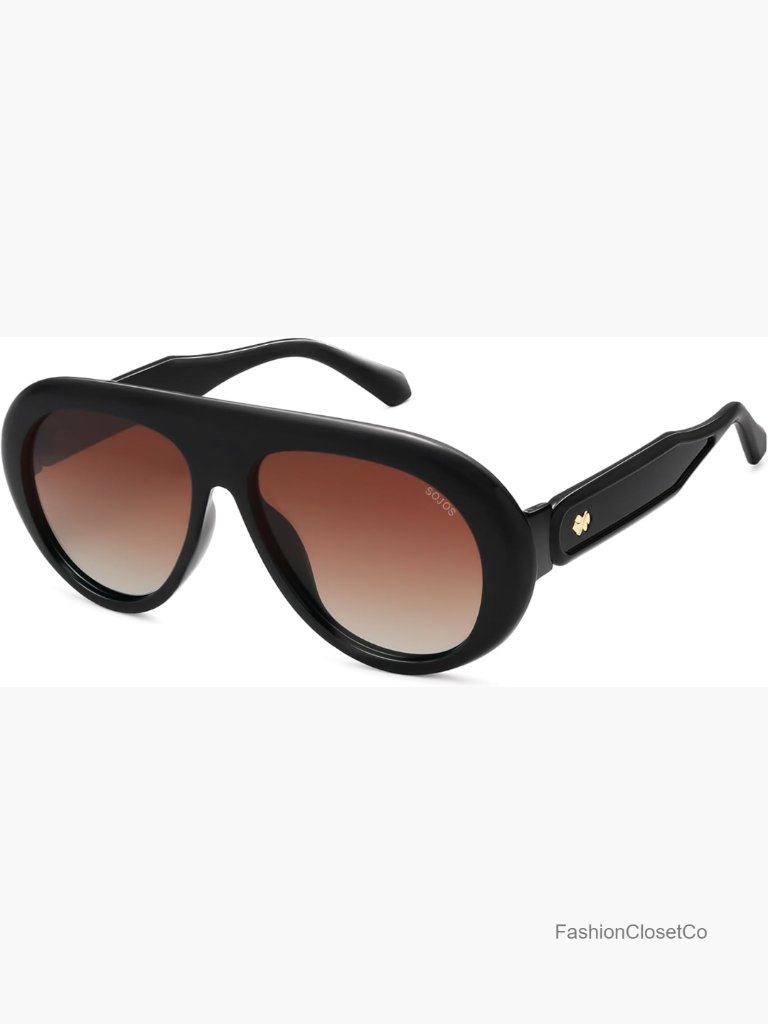 Oversized Polarized Aviator Sunglasses Uv Protection Retro Vintage